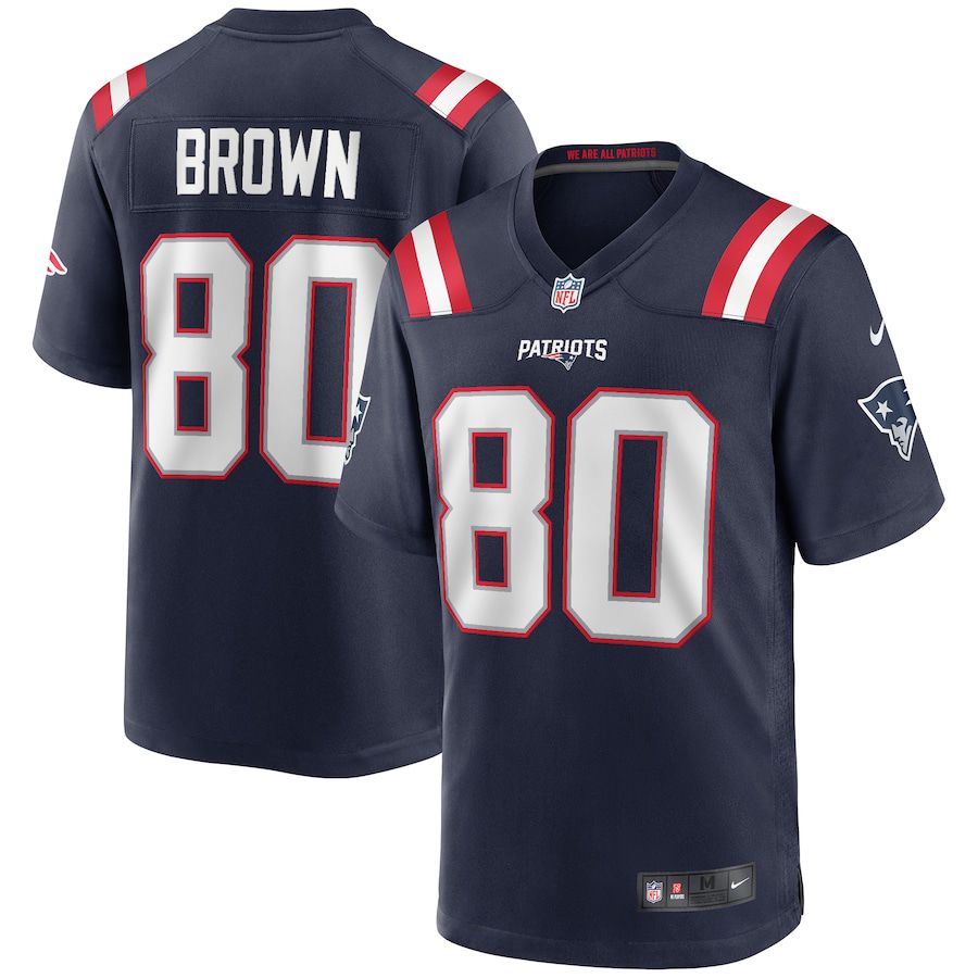 Men New England Patriots #80 Troy Brown Nike Navy Game Retired Player NFL Jersey->new england patriots->NFL Jersey